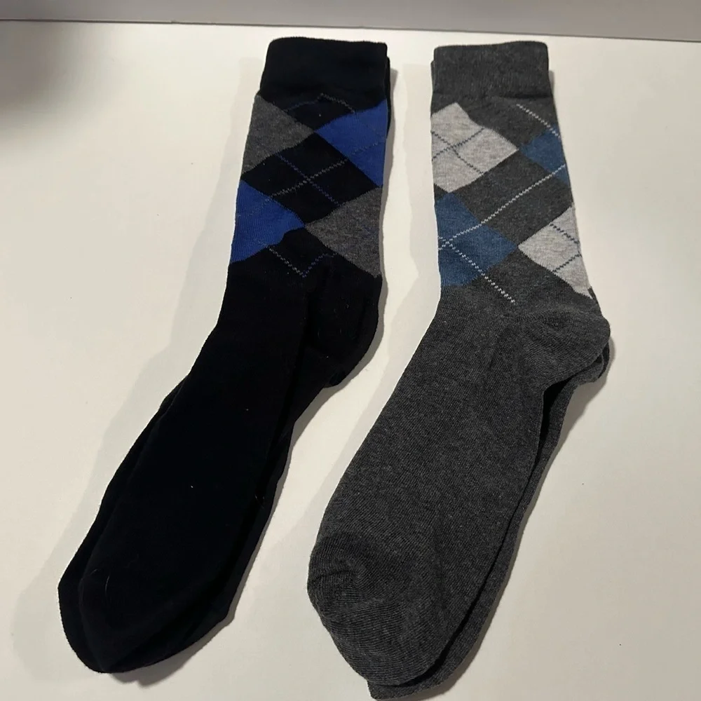 Men's Argyle Socks - Blue and Gray 2 Pairs